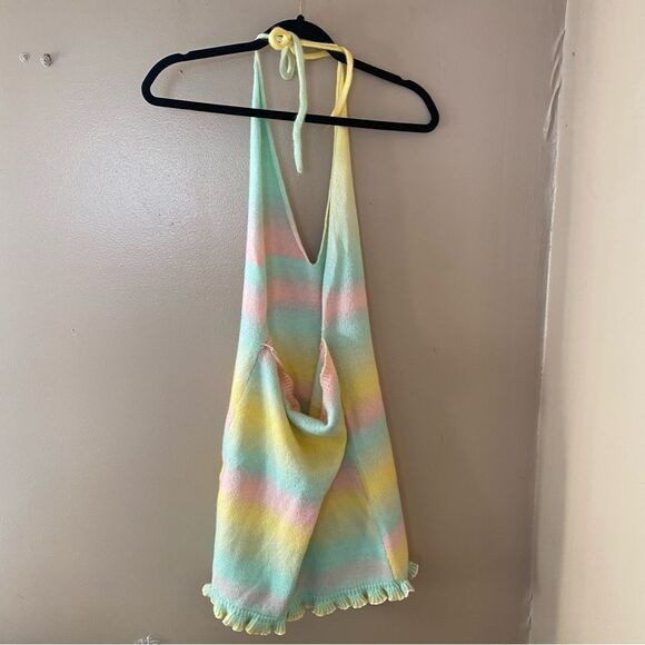 NWT More To Come Evie Halter Knit Dress in Yellow Multi stripe Revolve M - Picture 7 of 9